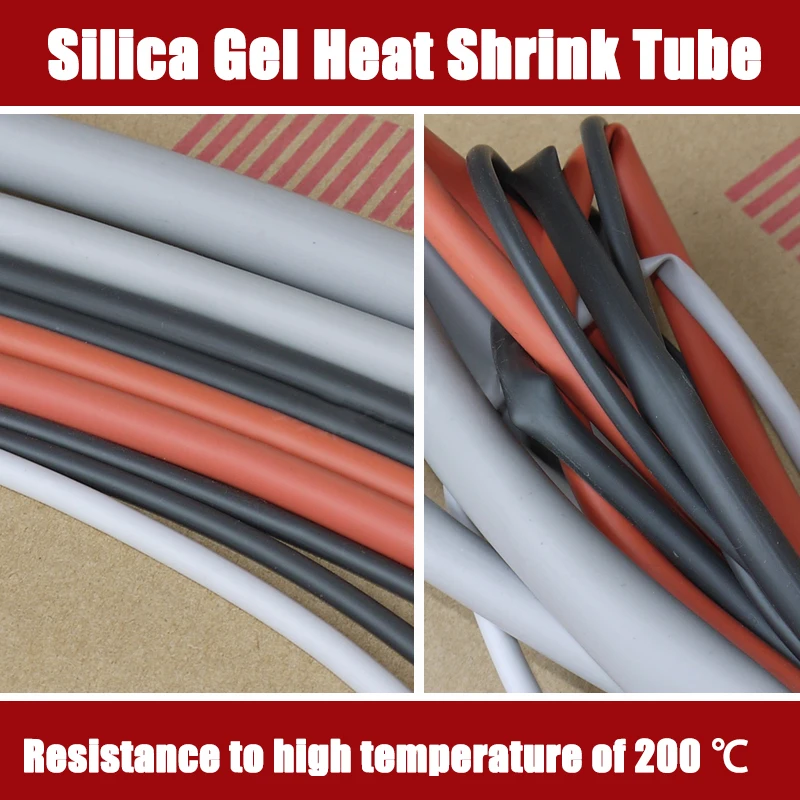 1Meter Dia 0.8mm-30mm Red Silica Gel Heat Shrink Tube 1.7:1 Thermal Cable Sleeve Insulated Cable Wire Heatshrink Tube