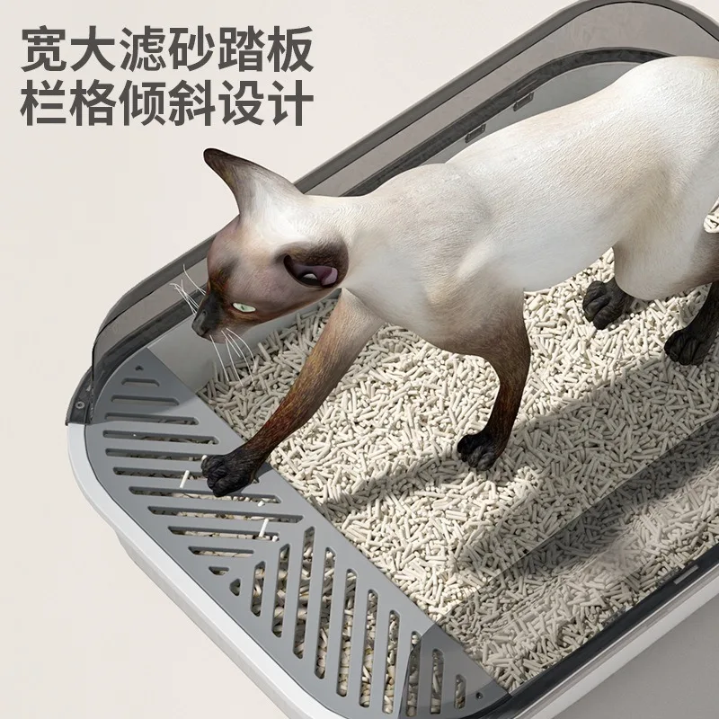 

Semi enclosed cat litter box, extra large anti splash cat toilet, cat poop box, super large cat litter box