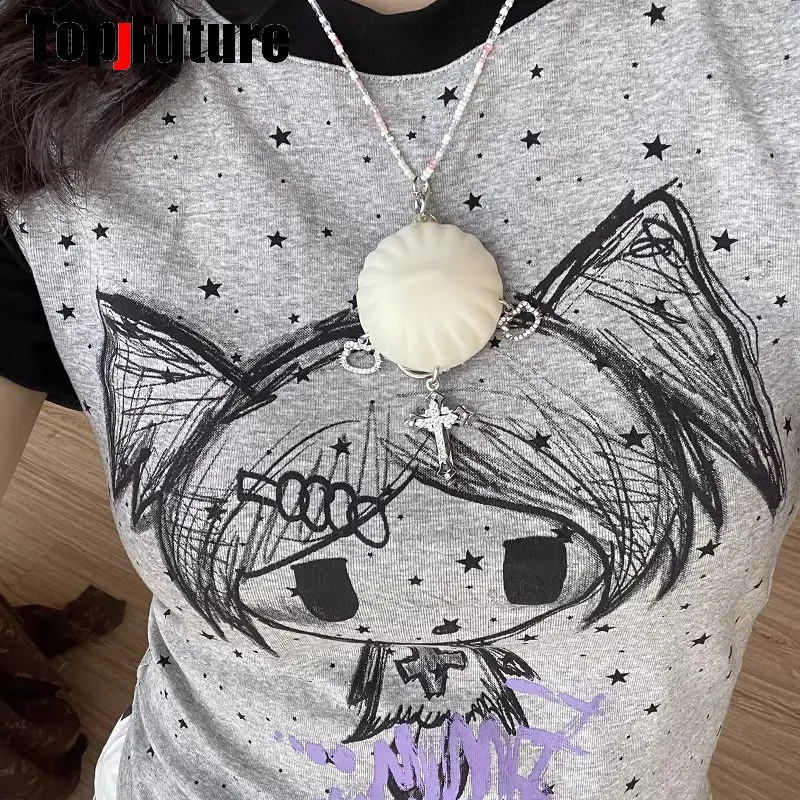 Food Egg Bread Toast Cookie Gothic Y2K Girl Vintage Harajuku Women Subculture Punk Wasteland Personality Bag Pendant Key Chain - view 5