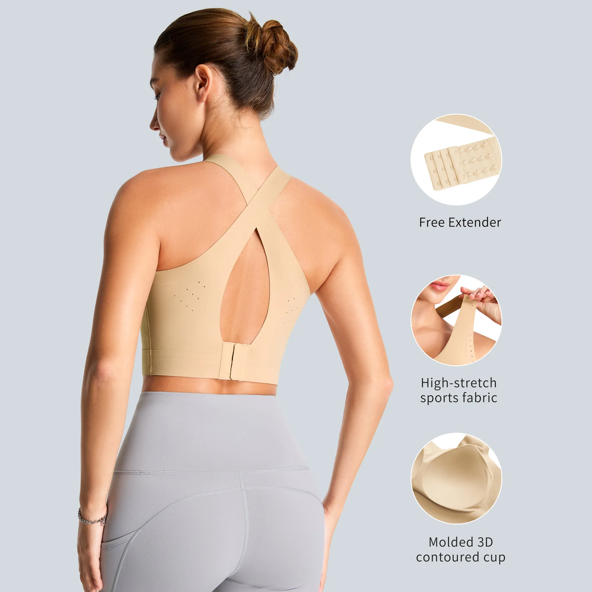 THE GYM PEOPLE Women's Wireless Cross Back Sports Bras Padded Low Impact Seamless Bra 4