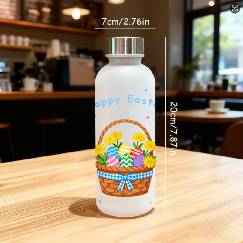 Garrafa de água com padrão de patinho e coelho de desenho animado impressa em 3D - Textura estereoscópica fofa, resistente ao desbotamento, à prova de arranhões, à prova de vazamentos