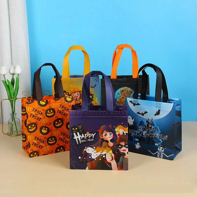 2024 Halloween Non-Woven Fabrics Hand Bags Ghost Pumpkin Gift Bags Happy Halloween Party Supplies Cookies Candy Bags