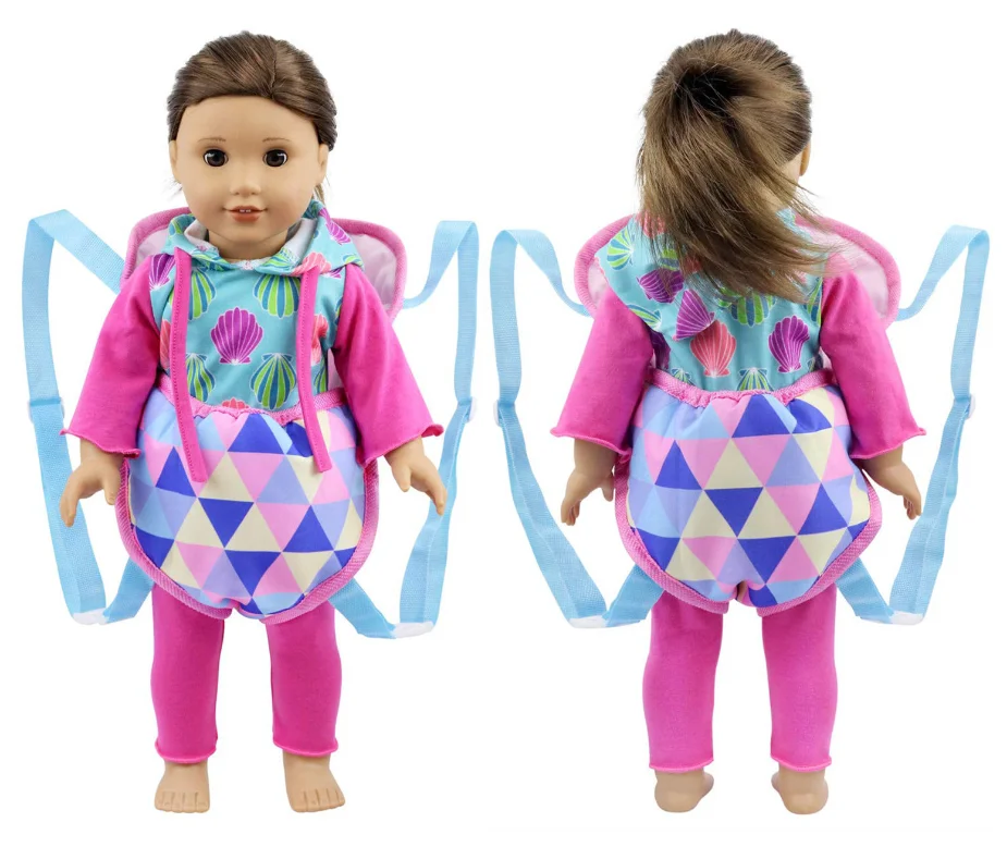 Baby Plush Carrier Backpack Doll Accessories Front/Back Carrier With Straps Fits 15 To 18 Inch Dolls