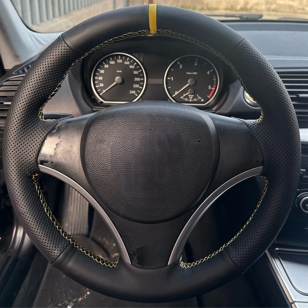 Rutsch feste Leder lenkrad geflecht Auto lenkrad abdeckung für BMW x1 e84 e87 e81 e82 e88 e90 e91 e92 e93 Autozubehör