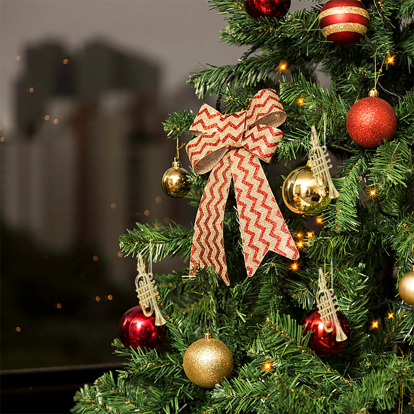 Miniature Musical Instrument Ornaments 12Pcs Plastic Trumpet Saxophone Christmas Tree Wreath DIY Decor