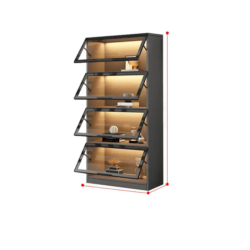 

Free combination lattice bookcase with glass door, light luxury, high-end modern dust-proof display, now made of whole wall livi