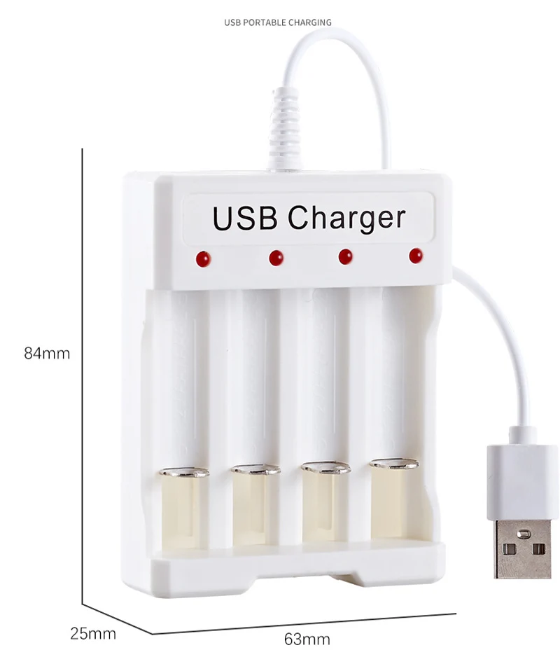 Universal USB Output Battery Charger 4 Slot Adapter For AA / AAA Battery Rechargeable Quick Charge Battery Charging Tools