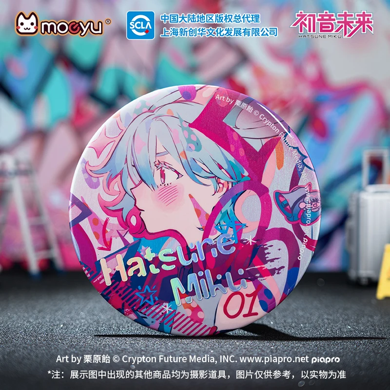 Moeyu Hatsune Miku Badge Metal Pin 15x15cm Large Figure Stand Cartoon Brooches Cosplay Vocaloid Anime Badges for Itabag Original