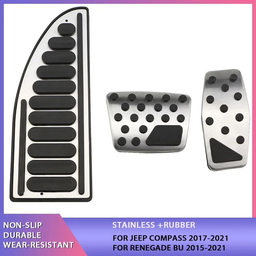 For Jeep Renegade 2015 - 2023 Compass 2017 - 2020 Stainless Steel Accelerator Pedal Gas Brake Pedals Cover Rest Pedals