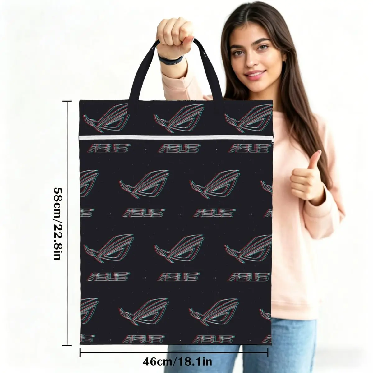 Asus Rog Travel Laundry Bag Waterproof Reusable Dirty Clothes Pouch Gym Yoga Vacation Washing Basket