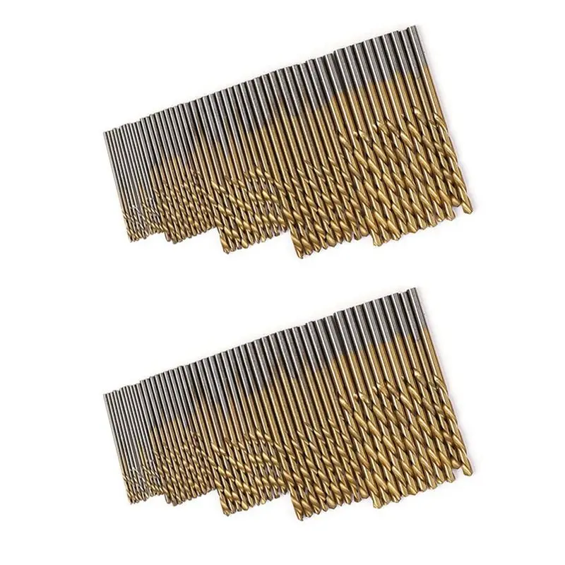 

A21Q -100Pcs High-Speed Steel Titanium-Plated Twist Drill 1-3Mm Drill Woodworking Hole Tool Set Drill Tool Set
