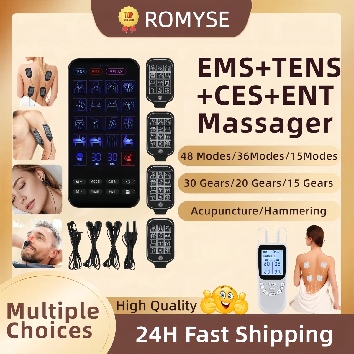 4 In 1 Electric Muscle Stimulator EMS Acupuncture TENS Pulse Massager Tens Muscle Digital Therapy Waist Back Physiotherapy Devic