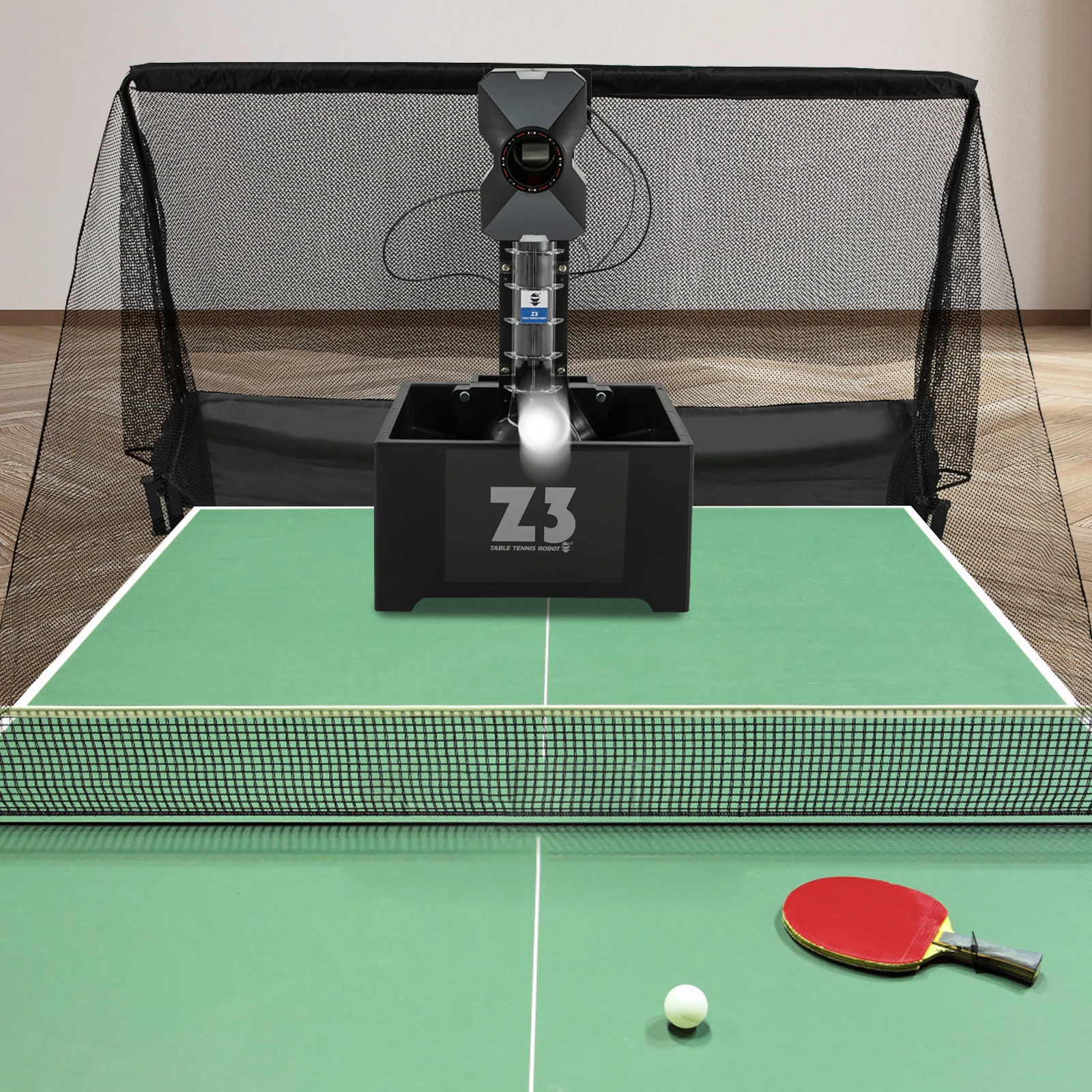 Automatic Ping Pong Ball Machine with Net, 100 Balls Table Tennis Machine, Multiple Serving Modes Ping Pong Ball Pitching