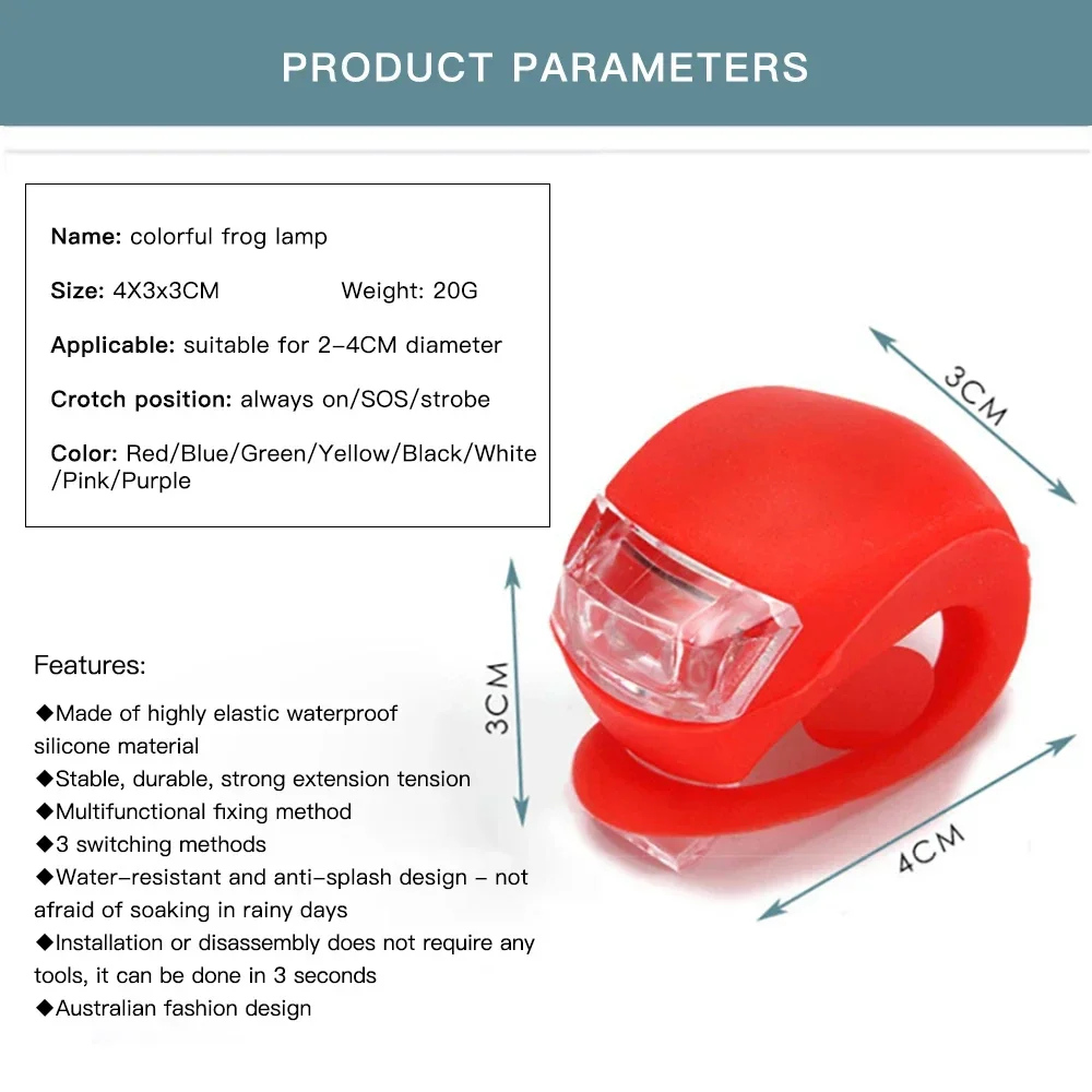 LED Silicone Bicycle Front Rear Light Set 3 Modes Waterproof MTB Mountain Road Bike Cycling Headlight Tail Warning Lamp