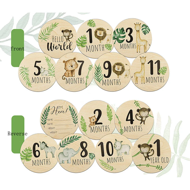 7PCS Newborn Photography Props Wooden Monthly Milestone Cards Baby Shower Gifts for Boys and Girls Photography Accessories