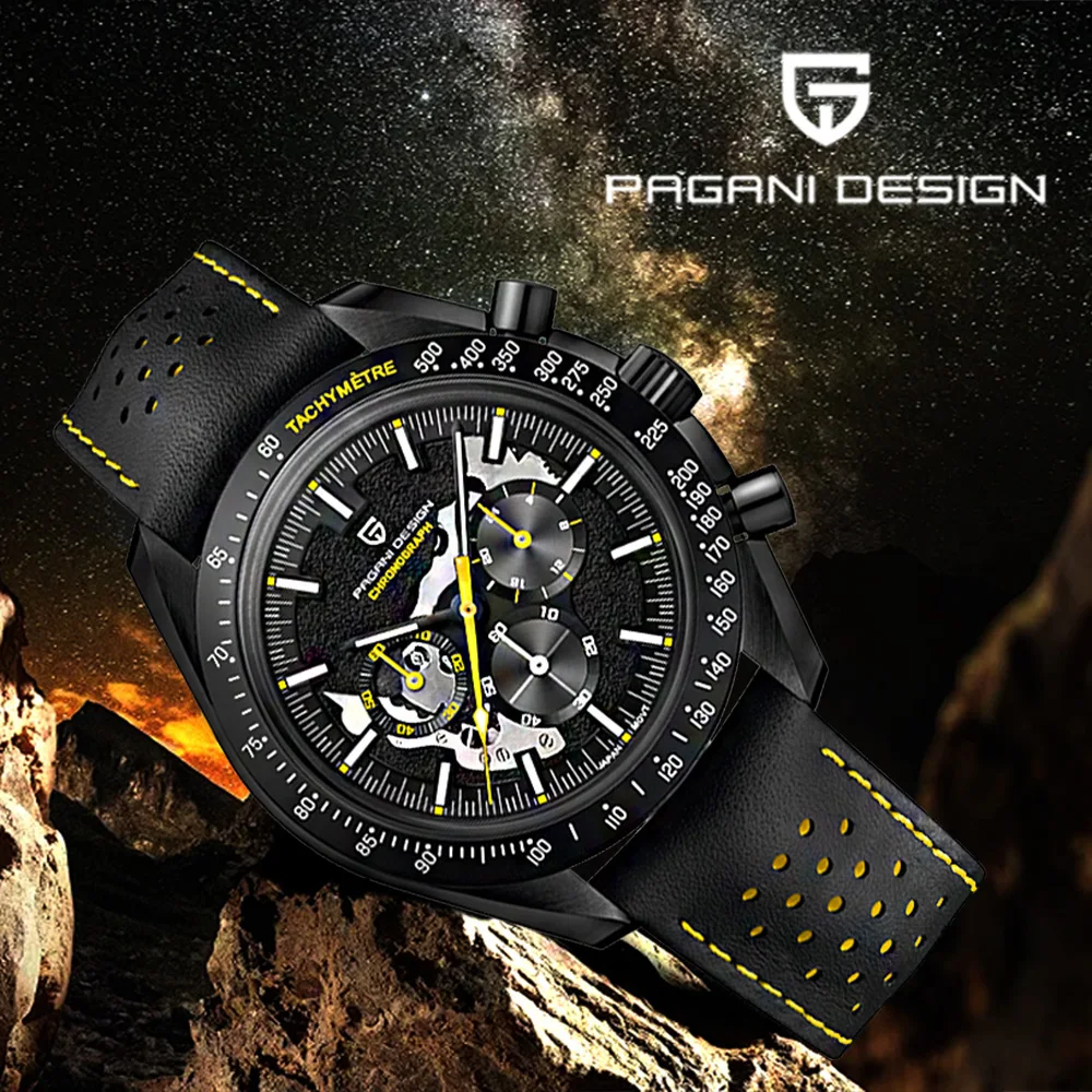

Мужские часы Pagani Design Moon 2026: роскошные кварцевые часы VK63 с сапфировым стеклом, спортивный хронограф, кожаный ремешок, водонепроницаемые.