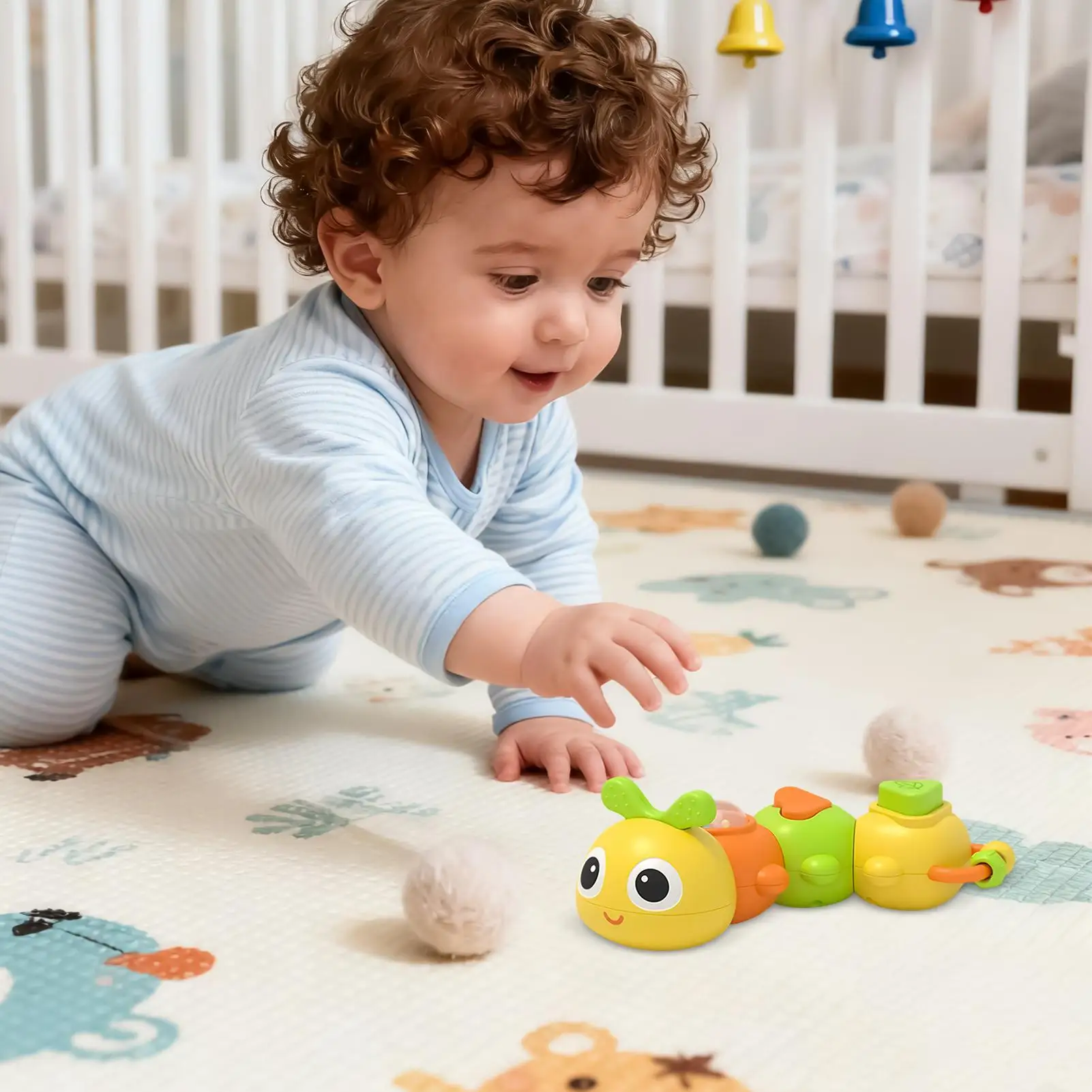 Raupe Kinderspielzeug Cartoon Beruhigende Rassel Sensorisches Entwicklungsspielzeug für beruhigende Feinmotorik Mädchen Dusche Kinder