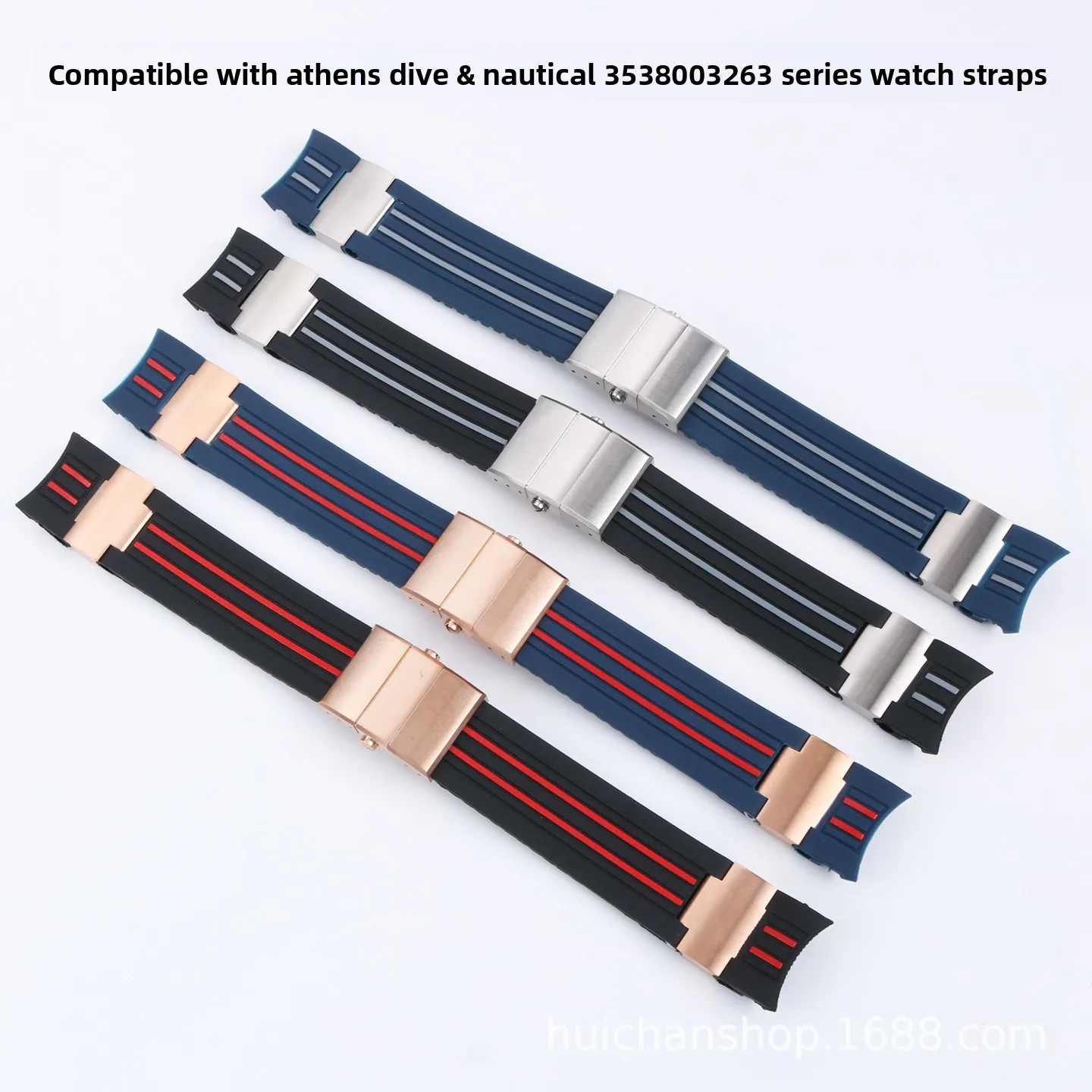 22mm Curved End Silicone Rubber Watch Band For Ulysse Nardin 263 DIVER Strap Between Colors Waterproof Belt Watch Bracelets