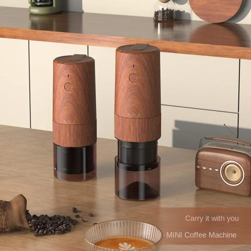 Macinacaffè elettrico portatile con venature del legno Typr-c Ricarica USB Macchina da caffè Macinacaffè automatico Nucleo in acciaio CNC jx pro