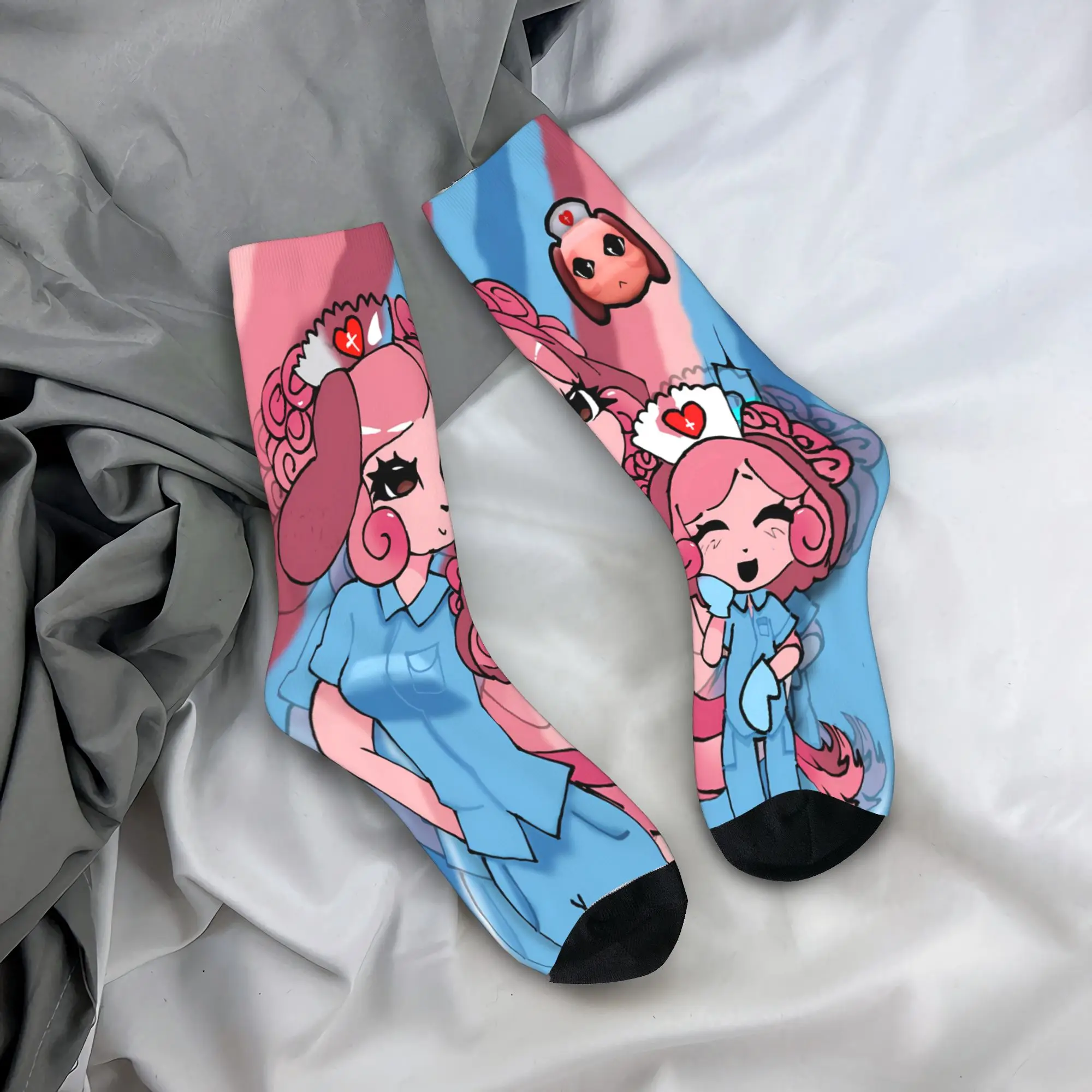 Animal Hospital Nurse Dog Group Manga Socks  Funny Stockings Men Quality Outdoor Socks Autumn Design Anti Slip Socks