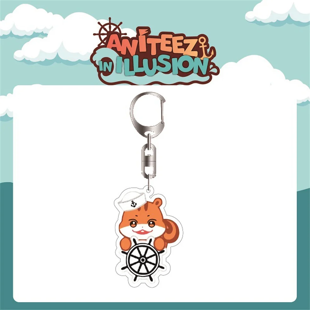 Kpop ATEEZ Cartoon Keychain 1pcs/Set ANITEEZ Cartoon Cute Acrylic Pendant Bag Accessories Keyring Yunho Yeosang Mingi Fan Gift