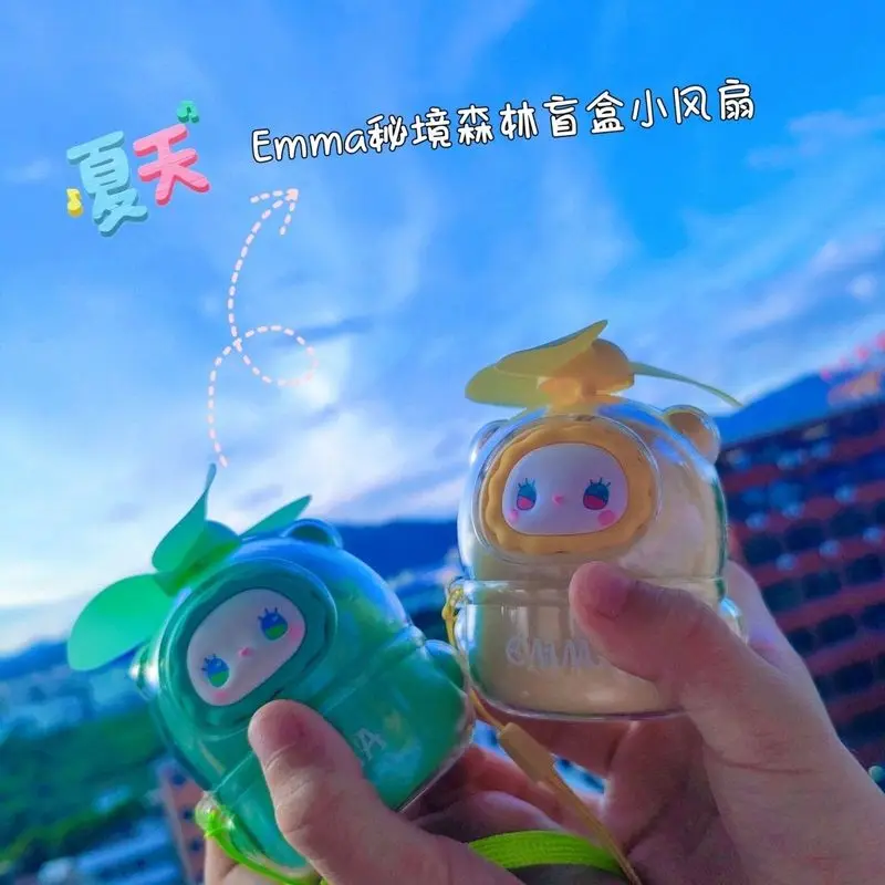 

2025 New Emma Secret Forest Mini Fan V2 Series Blind Box Figures Trendy Cartoon Portable Rechargeable Cute Desktop Fan Toy Gift