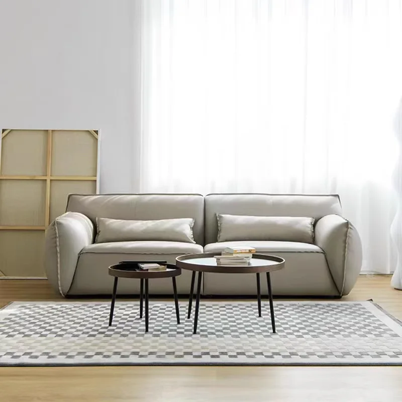 Full first-floor cowhide sofa, straight row large apartment living room