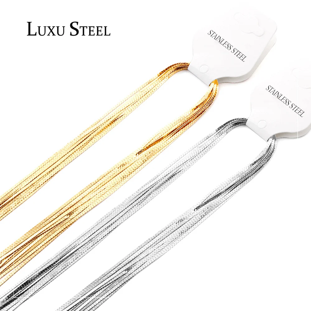 

LUXUSTEEL 5pcs lots Women Necklace Stainless Steel Gold Color Blade Chains Necklace Wholesale Accessories