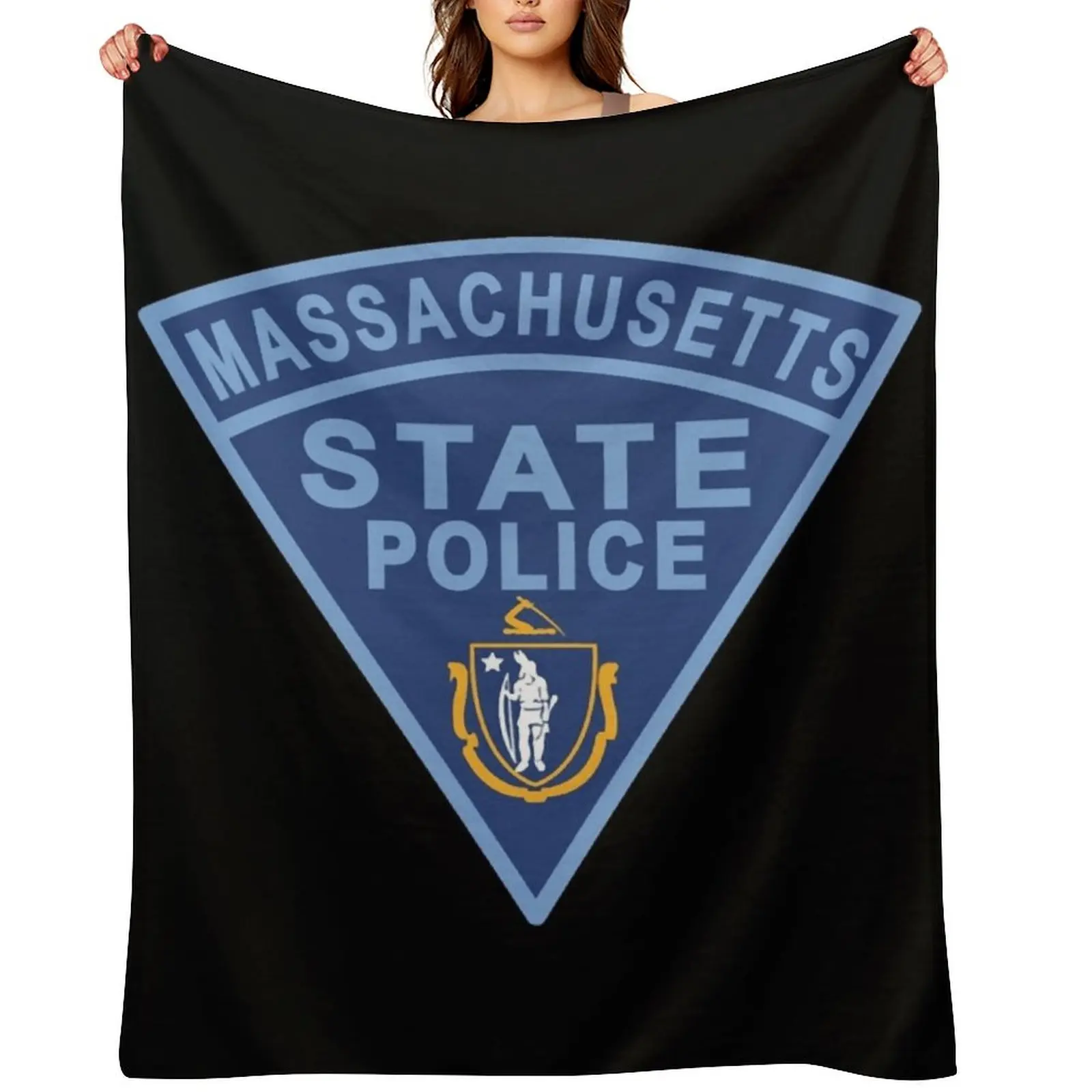 

Massachusetts State Police Patch Throw Blanket Beautifuls Soft Bed linens Plaid on the sofa Blankets
