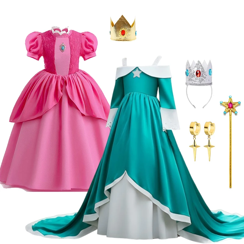 

Girls Big Swing Costume Children Cosplay Rosalina Princess Dress Kids Birthday Pageant Party Dress Girl Carnival Peach Clothes