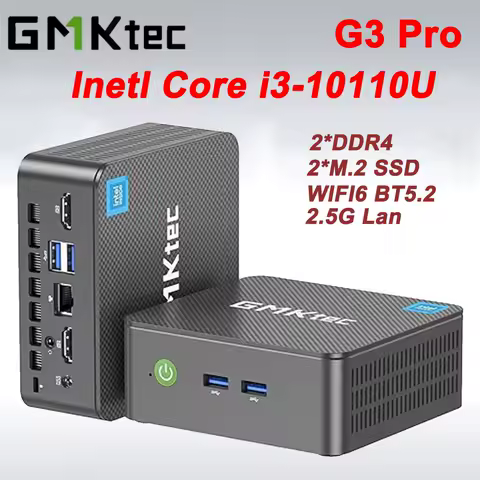GMKtec G3 Pro Intel Core i3-10110U Mini PC 2*DDR4 2*M.2 SSD Win11 WIFI6 BT5.2 2.5G Lan Desktop Office Mini PC Gaming Computer