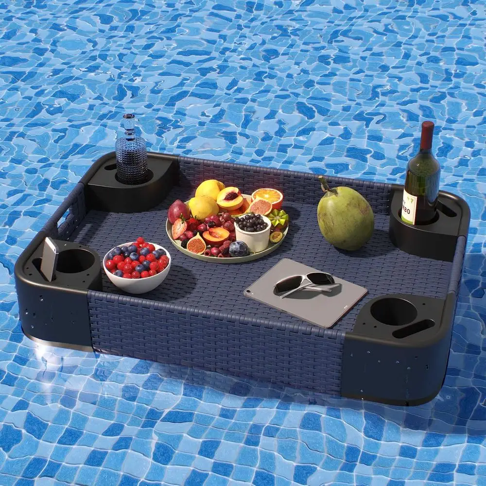 

Плетеный плавающий поднос для бассейна, 35,4 x 23,6 дюйма, для подачи еды, напитков и принадлежностей - идеально подходит для вечеринок у бассейна.