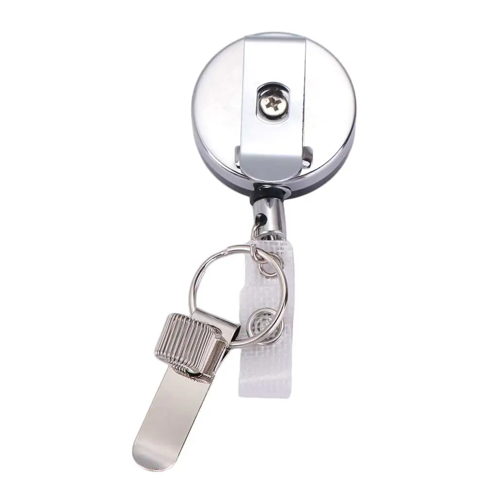 Badge Reels Retractable Pen Clip Key Ring Belt Clip Pull Pen Holder Metal Alloy Heavy Duty Pen Lanyard Carpenters Workers