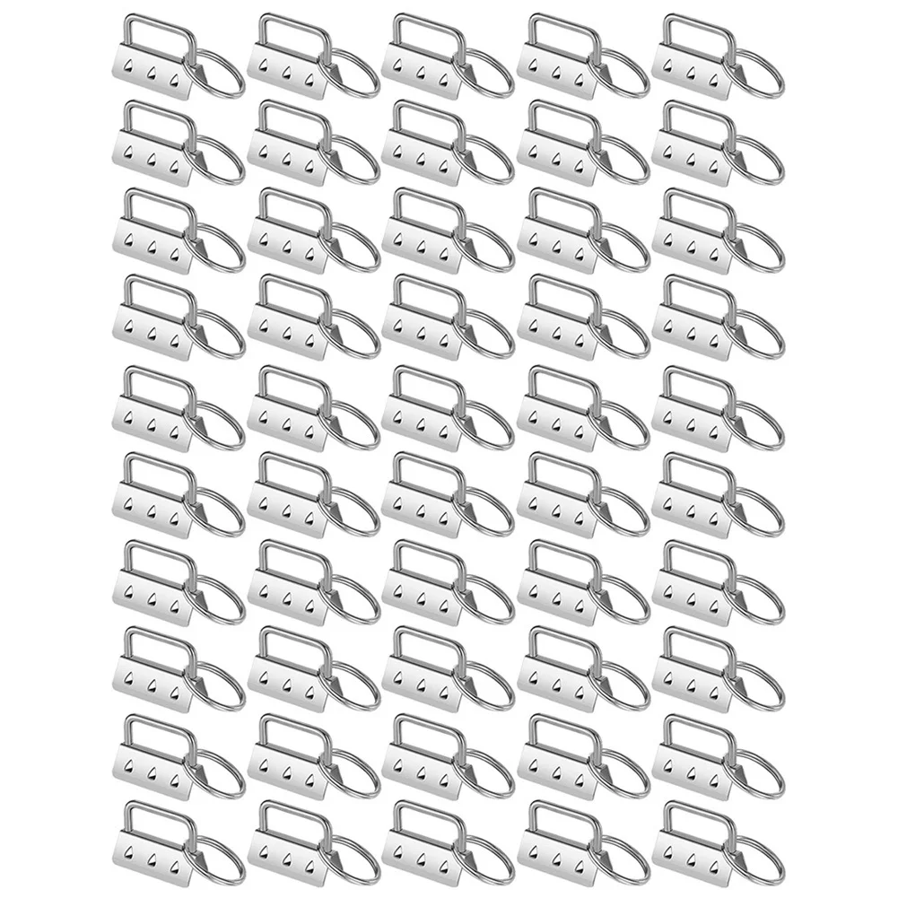 A20I 50Pcs Key Fob Hardware with Split Rings Set Tail Clips for Wristlet Clamp Lanyard Keychain DIY Tool with Ring