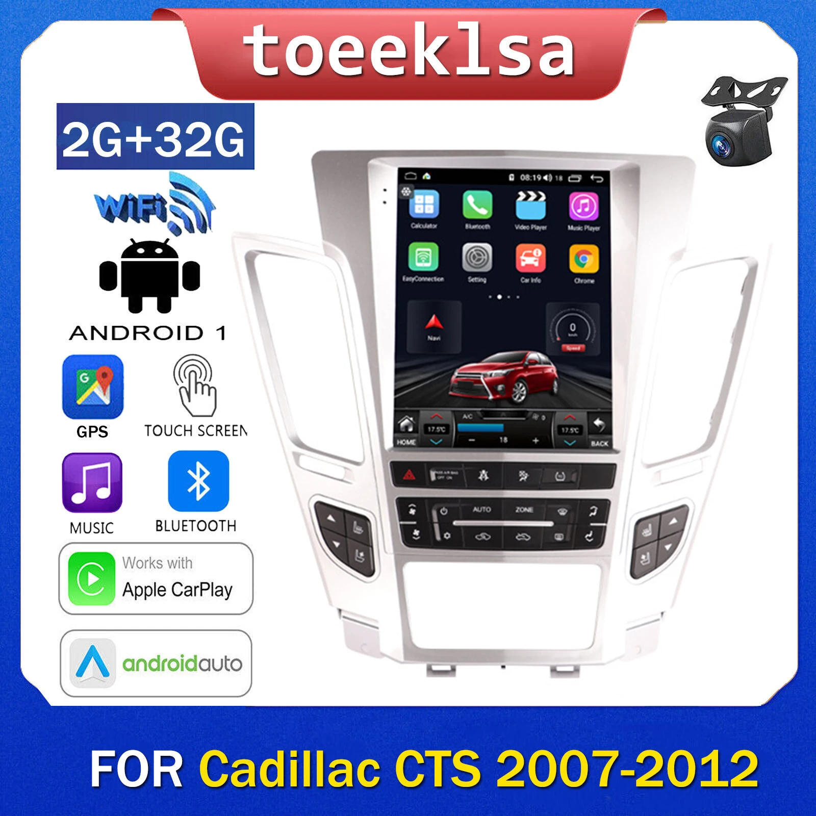 

1PC 10.4-Inch Touch Screen Android 11 Radio Tesla Style screen For Cadillac CTS CarPlay GPS NAVI WIFI Built-in CarPlay