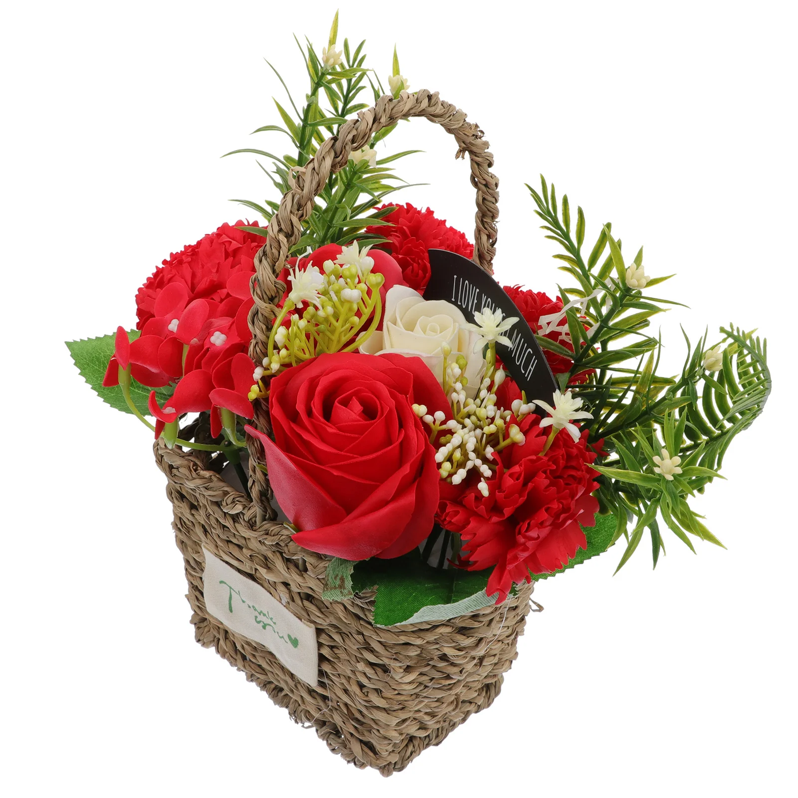 

Artificial Soap Rose Gift Basket Realistic Handmade Simulation Rose Bouquet Perfect Valentine's Gift Long Lasting Soap Flower