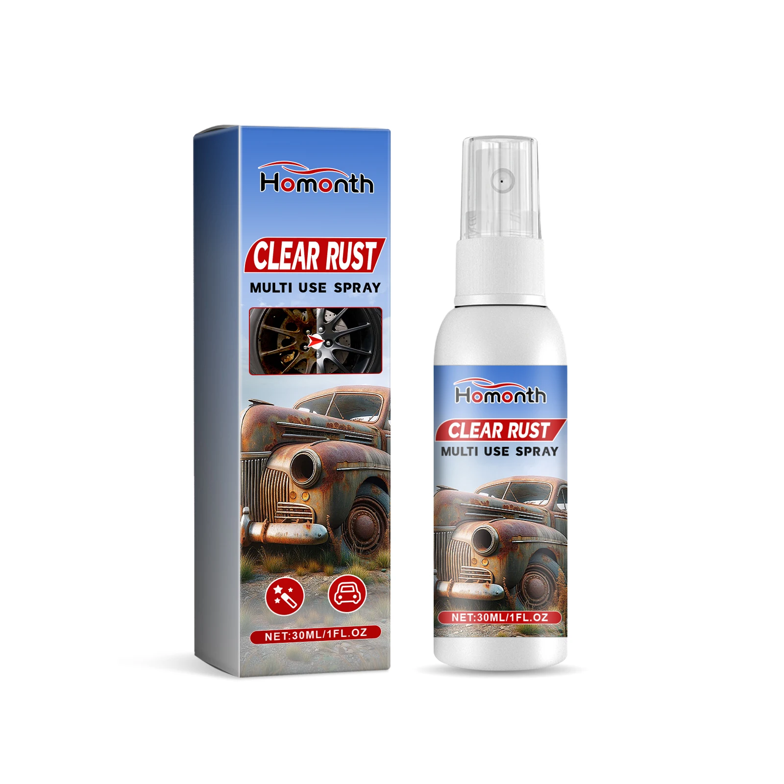 

Clear Rust Multi Use Spray, Car Tire Cleaning Decontamination Refurbished Anti-Oxidation Maintenance Cleaner