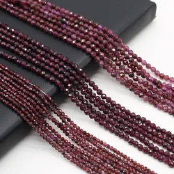 2/3/4mm Natural Stone Garnet Beads Faceted Small Round Loose Spacer Beaded for Jewlery Making DIY Bracelet Necklace Accessories