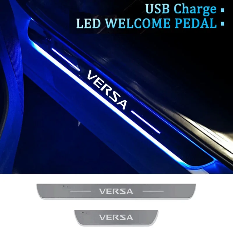 USB Power Moving Car LED Welcome Pedal Lamp for Nissan Versa Acrylic Pathway Front Rear Threshold Wireless Light  Accessories