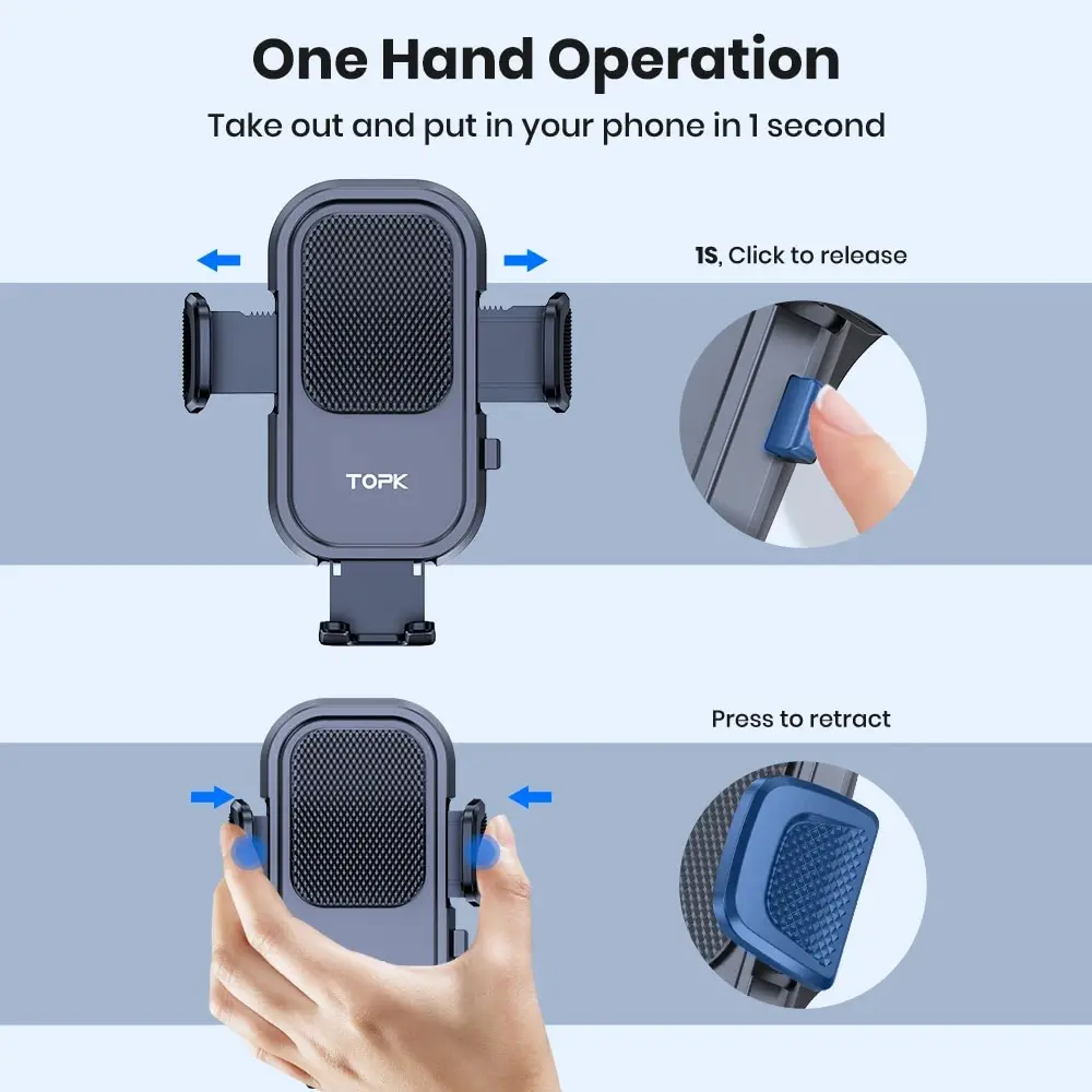 TOPK Air Vent Car Phone Holder Mount,[Big Phones&Thick Case Friendly]Cell Phone Holder for Car Hands Free Clamp Cradle Vehicle image 2