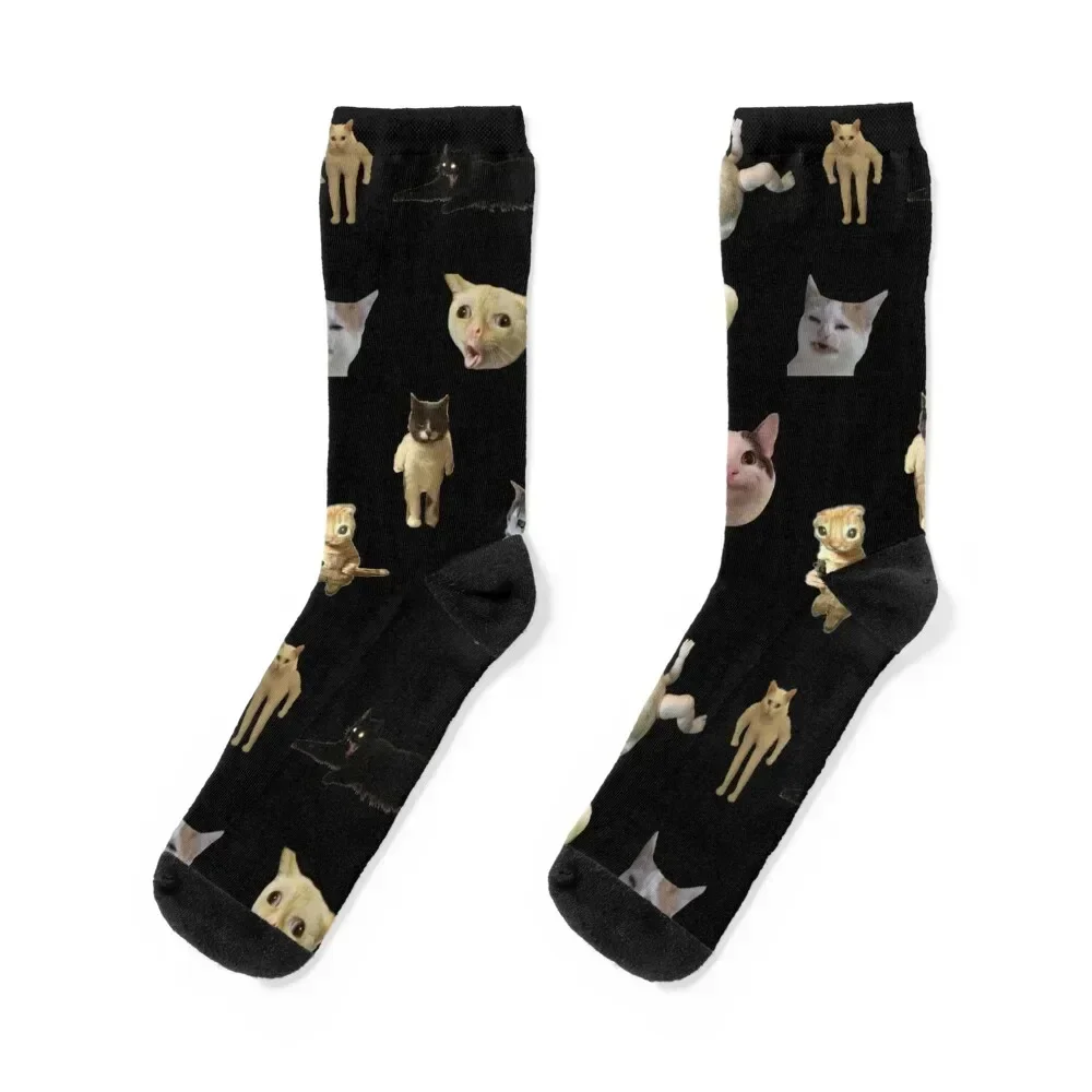 

Cursed Meme Cats Socks christmas stocking winter gifts floral new in's Women's Socks Men's