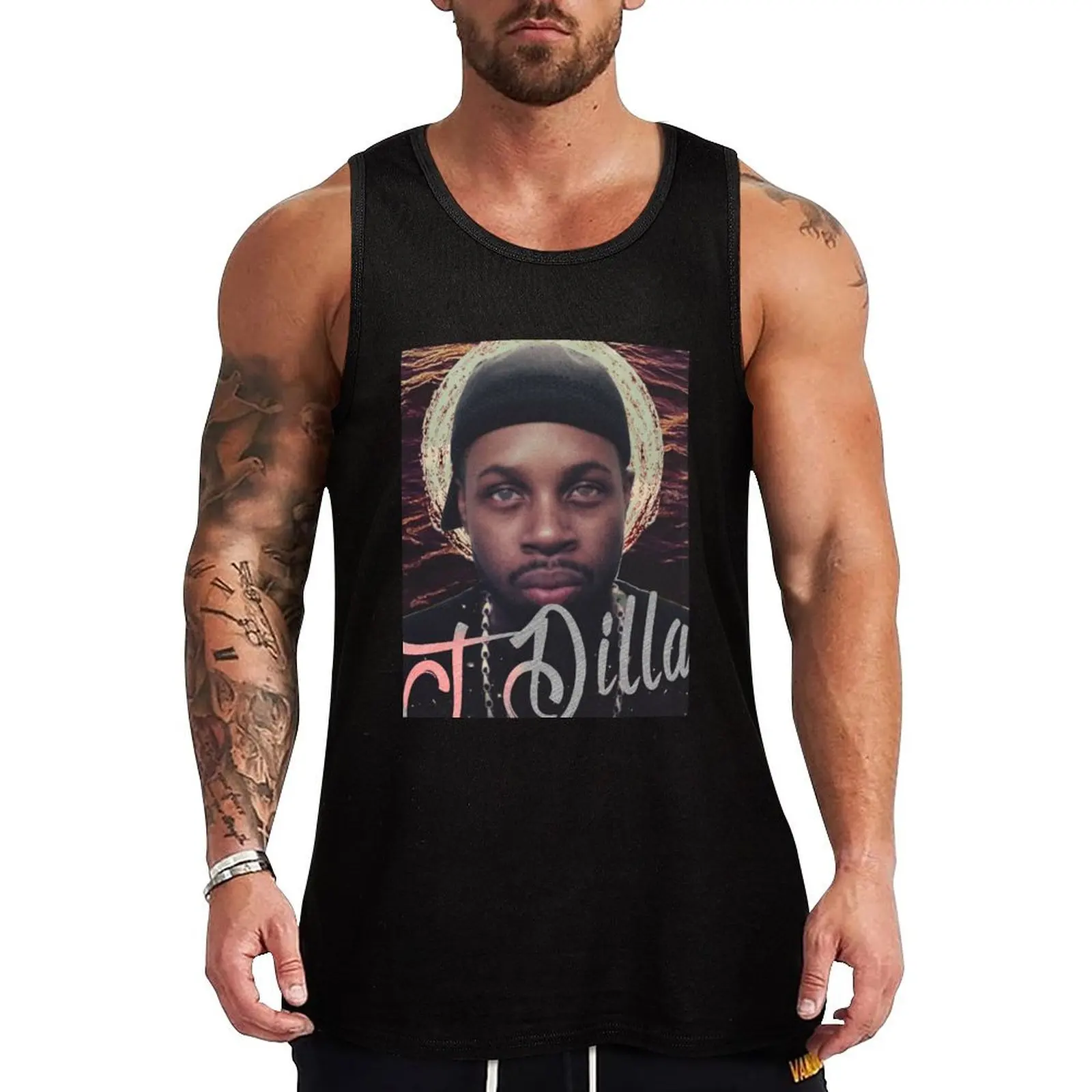 J Dilla - Jmadera Print Tank Top, Roupa esportiva para homens, Vestuário