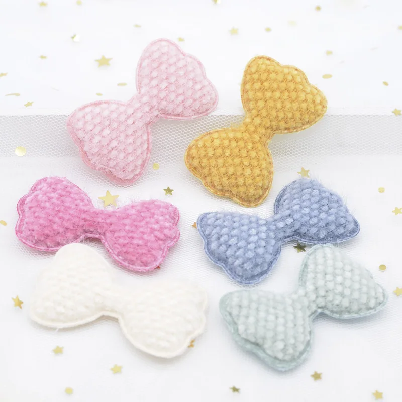 12pcs/lot Soft Corn Kernels Plush Patches Bow Tie Applique for Clothing Crafts Sewing Supplies DIY Headwear Hair Clips Decor