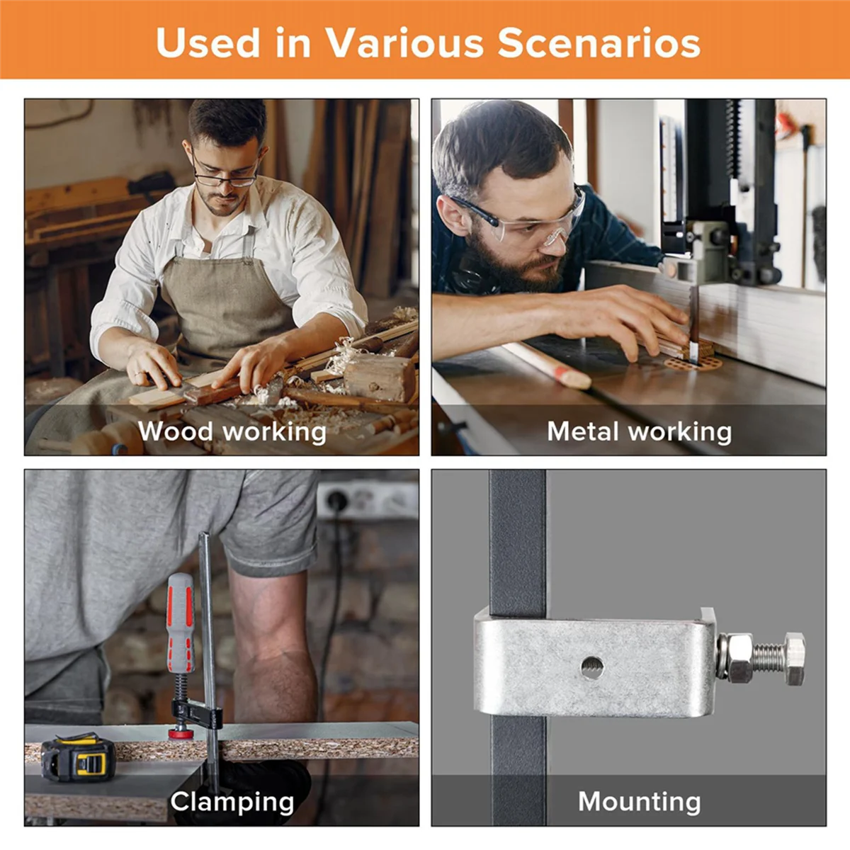 ABYP 4 stuks 304 roestvrij staal C-klem, tijgerklem houtbewerkingsklem zware C-klemmen voor houtbewerking, lassen-45 mm