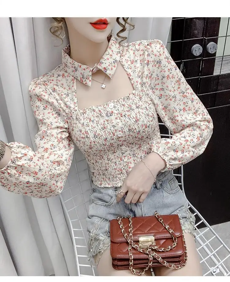 Shirts Women 2024 Spring Summer New Fashion Waist Slimming Hollow Out Long Sleeved Chiffon Blouse for Women