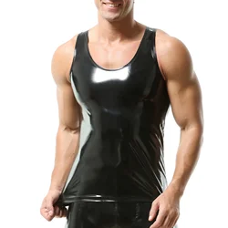 Men PVC Leather Tank Top Sports Fitness Bodybuilding Shapers Sleeveless Tights Vest Undershirts Gym Muscle Tanks Tops Shapewear