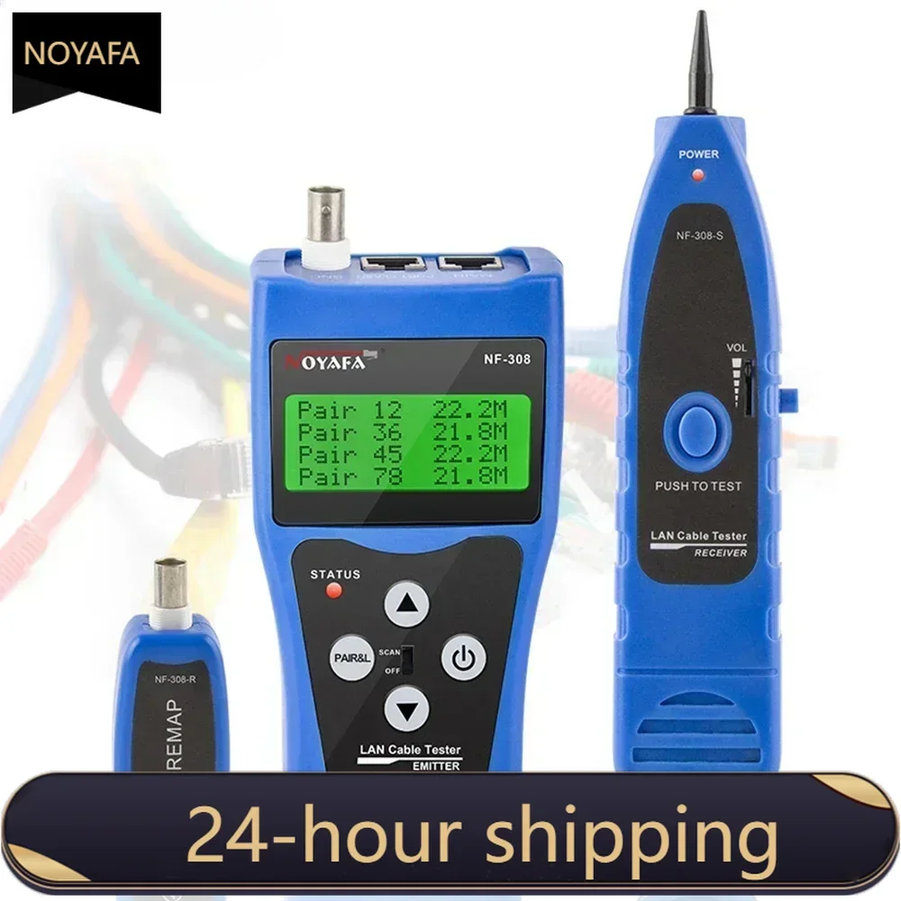 

ZHOUCE NF-308 Multipurpose Network LAN Phone Cable Tester 8 far-end Test jacks, hunt 5E, 6E Wire Tracker Measure Cable Length