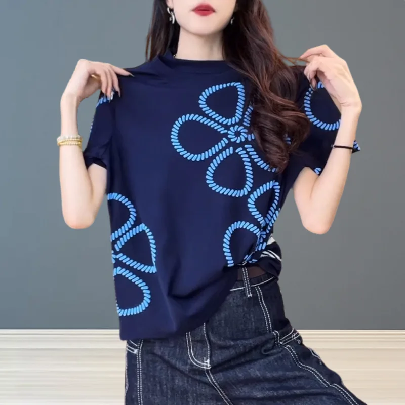 패션 코튼 반팔 티셔츠 여성 여름 캐주얼 슬림 피트 올 매치 탑