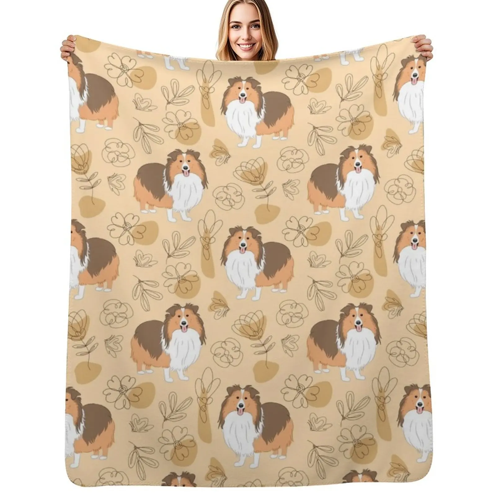 Cute Sable Sheltie Dog Shetland Sheepdog Throw Blanket Warm Beautifuls funny gift Cute bed plaid Blankets