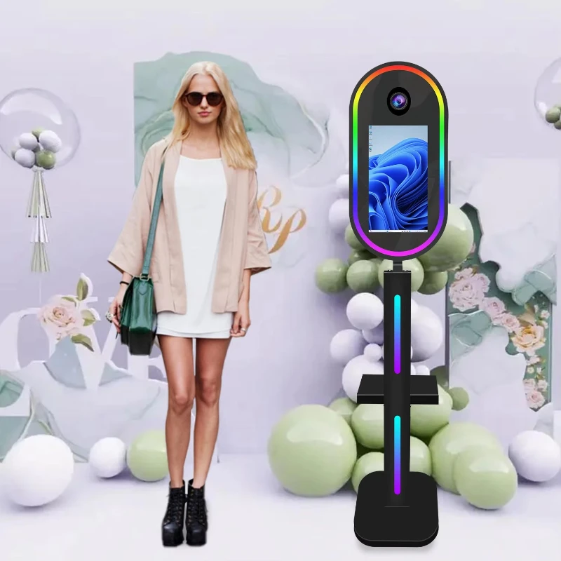 

Smart Mirror Photo Booth Oval with 15.6-inch Touch Screen Selfie Party Machine